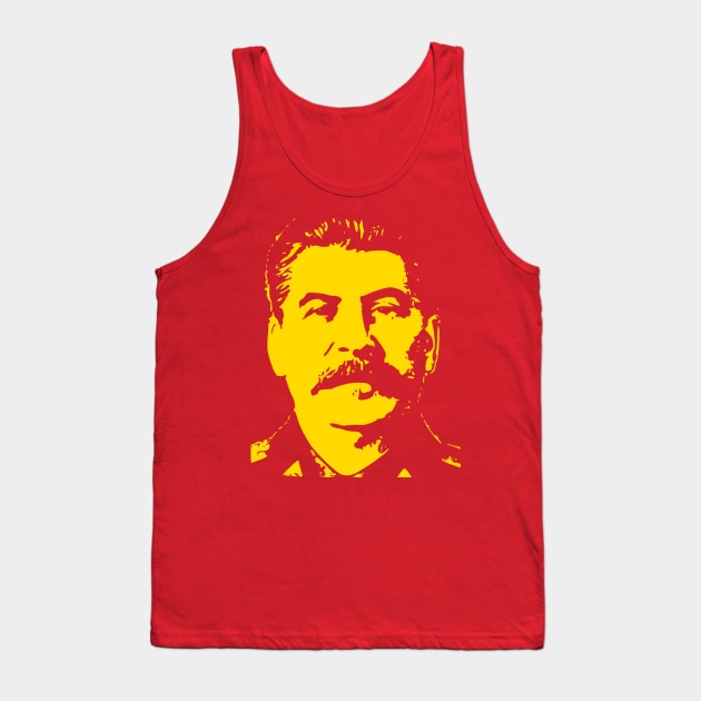 Stalin Yellow On Red Soviet Style Pop Art Tank Top by Nerd_art